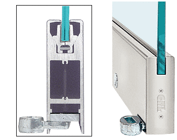C.R. Laurence CRL Brushed Stainless 6&quot; Custom Length Square Style Door Rail with Lock for 1/2&quot; Glass | LHR6SBS12CL