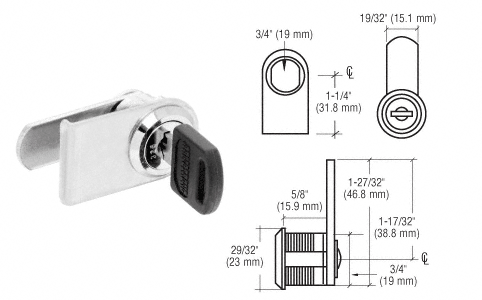 C.R. Laurence CRL LH Chrome Plated Lock for Cabinet Swinging Glass Doors - Keyed Alike  | LK18KA