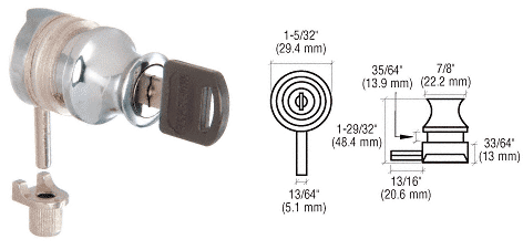 C.R. Laurence CRL Chrome Plated Plunger Lock for 3/8&quot; Glass  | LK338