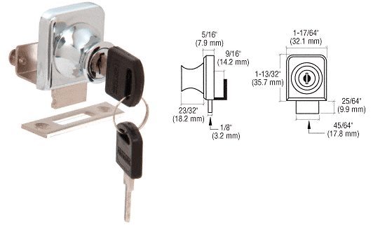 C.R. Laurence CRL Chrome Plated Lock for 3/8&quot; Single Glass Doors | LK342