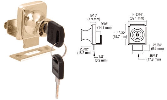 C.R. Laurence CRL Gold Plated Lock for 3/8&quot; Single Glass Doors  | LK344