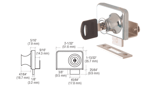 C.R. Laurence CRL Chrome Plated Lock for 3/8&quot; Double Glass Doors - Keyed Alike  | LK346KA