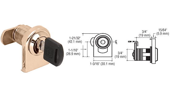 C.R. Laurence CRL Brass Plated Round Top Swinging Glass Door Lock - Keyed Alike | LK36KA