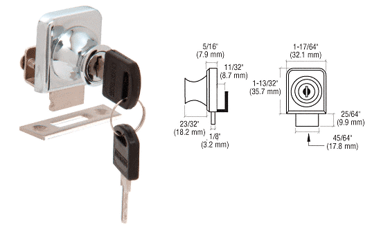 C.R. Laurence CRL Chrome Plated Lock for 1/4&quot; Cabinet Glass Doors  | LK42