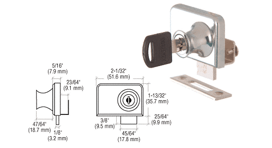 C.R. Laurence CRL Brushed Nickel Clamp-On Lock for 1/4&quot; Double Glass Door | LK47