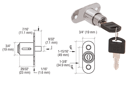 C.R. Laurence CRL Nickel Plated Track Plunger Lock - Keyed Alike  | LK54KA