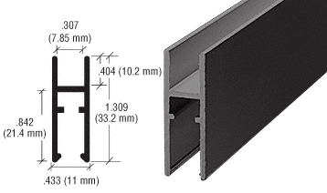 C.R. Laurence CRL Flat Black Aluminum LK610 &quot;H&quot; Bar - 12 ft long | LK610BL