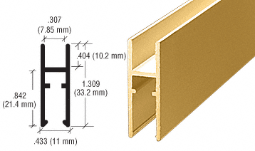 C.R. Laurence CRL Gold Anodized Aluminum LK610 &quot;H&quot; Bar - 12 ft Long | LK610GA