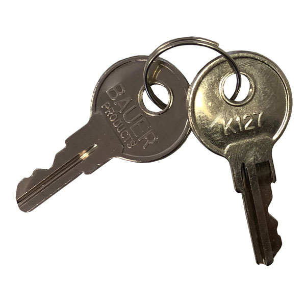 Bauer K127 Replacement Keys for T-Handles, Camper Toppers, Camper Shells and Truck Caps - Set of Two | BKK127