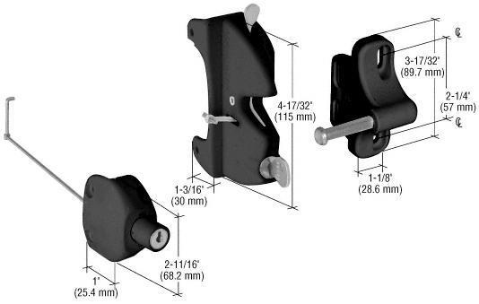 C.R. Laurence Black Lokk-Latch &quot;Series 2&quot; for Square Post | LLA2BL