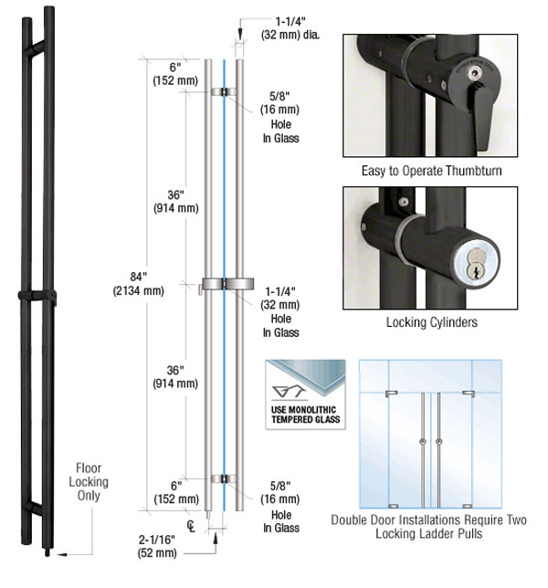 CRL Matte Black 84&quot; Locking Ladder Pull | LLPA84MBL