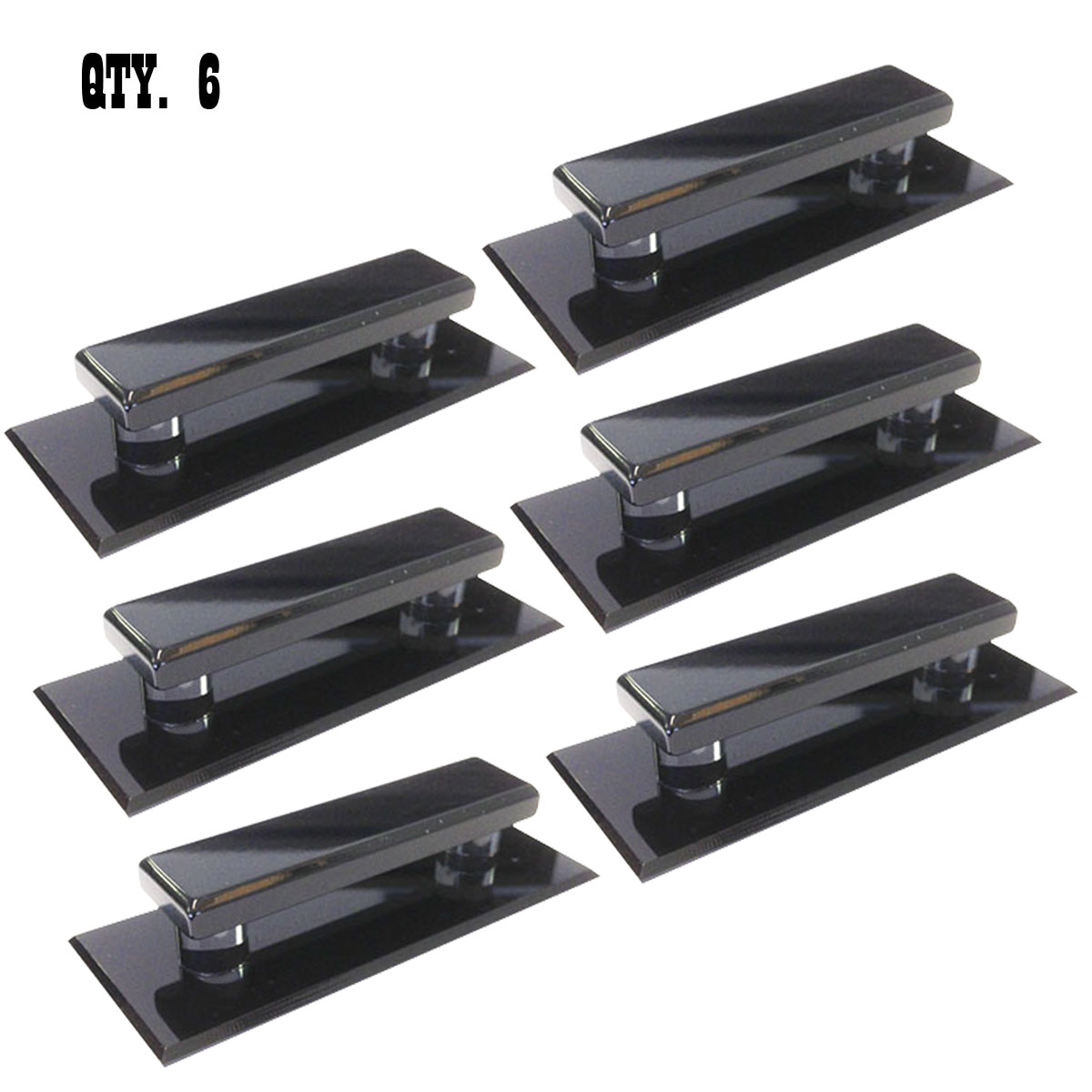 Black Acrylic Large Stick-On Mirror Pull | Pack of 6 | LMPBKM6