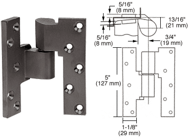 C.R. Laurence CRL Rixson Dark Bronze Finish Left Hand 3/4&quot; Offset Intermediate Pivot | M19LHDU