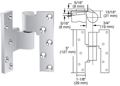 C.R. Laurence CRL Rixson Polished Chrome Finish Left Hand 3/4&quot; Offset Intermediate Pivot | M19LHPC