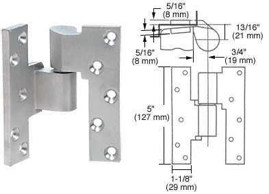 C.R. Laurence CRL Rixson Satin Chrome Finish Left Hand 3/4&quot; Offset Intermediate Pivot | M19LHSC