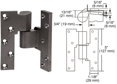 C.R. Laurence CRL Rixson Duranodic Bronze Finish Right Hand 3/4&quot; Offset Intermediate Pivot | M19RHDU