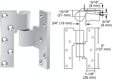 C.R. Laurence CRL Rixson Polished Chrome Finish Right Hand 3/4&quot; Offset Intermediate Pivot | M19RHPC