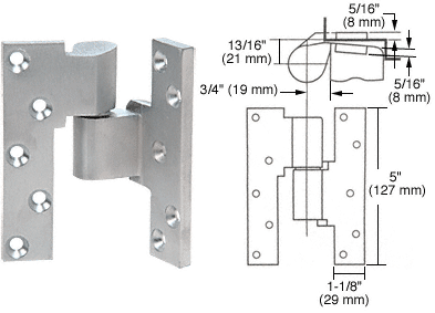 C.R. Laurence CRL Rixson Satin Chrome Finish Right Hand 3/4&quot; Offset Intermediate Pivot | M19RHSC