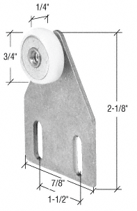 C.R. Laurence CRL 3/4&quot; Oval Edge Nylon Door Roller Assembly - Package | M6032