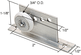 C.R. Laurence CRL 3/4&quot; Oval Edge Nylon B.B. Sliding Shower Door Roller Assembly - Package | M6034