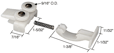 C.R. Laurence CRL Sliding Sectional Shower Door Guide Roller Assembly; Mid-Panel - Package | M6048