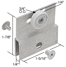 C.R. Laurence 3/4&quot; Flat Edge Nylon B.B. Chrome Frameless Sliding Shower Door Roller Assembly - Package | M6054