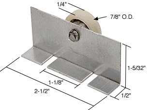 C.R. Laurence CRL 7/8&quot; Flat Edge Nylon Sliding Shower Door Roller Assembly 1-1/8&quot; Screw Slots - Package | M6057