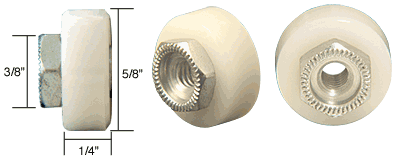 CRL 5/8&quot; Flat Edge Nylon B.B.Sliding Shower Door Roller; Threaded Hex Hub - Package | M6065 | M6065