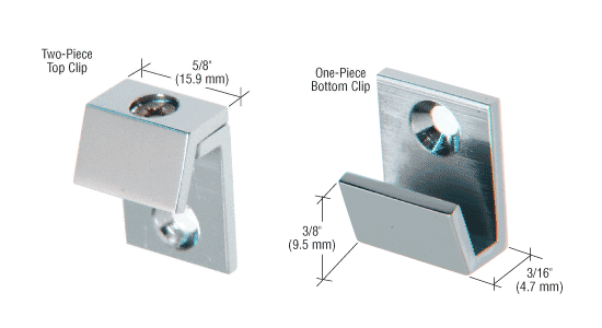 C.R. Laurence CRL Brushed Nickel 5/8&quot; Wide Beveled Mirror Clip - Set | MC00BN