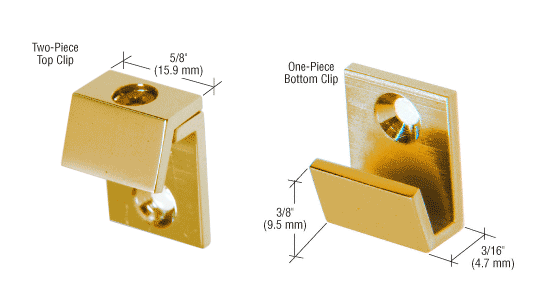 C.R. Laurence CRL Brass 5/8&quot; Wide Beveled Mirror Clips - Set | MC00BR