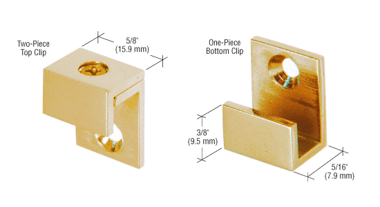 C.R. Laurence CRL Brass 5/8&quot;  Wide Mirror Clips - Set | MC01BR