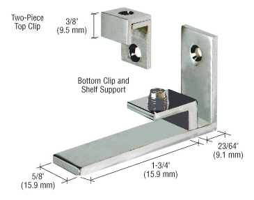 C.R. Laurence CRL Brushed Nickel Combined Shelf Support and Mirror Clip - Set | MC04BN