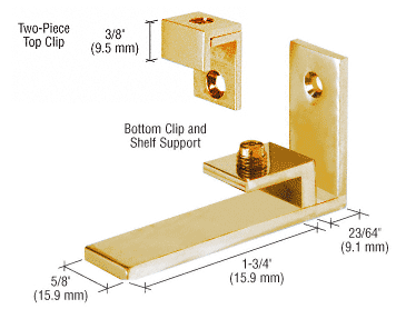 C.R. Laurence CRL Brass Combined Shelf Support and Mirror Clip - Set | MC04BR