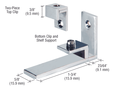 C.R. Laurence CRL Chrome Combined Shelf Support and Mirror Clip | MC04CH