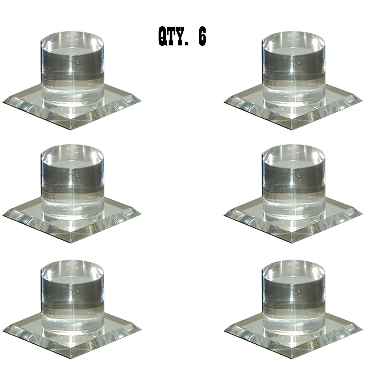Clear Acrylic Stick-On Mirror Finger Knob | MKC1 | Pack of 6 | MKC16