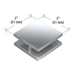 CRL Polished Stainless Steel 2 in x 2 in Square Smooth Face Mall Front Glass Clamp | MFC18