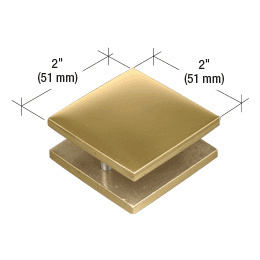 CRL Polished Brass 2 in x 2 in Square Smooth Face Mall Front Glass Clamp | MFC20