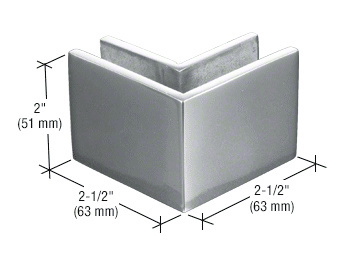 CRL Polished Stainless Steel 2-1/2 in x 2 in 90 Degree Outside Square Mall Front Clamp  | MFC22