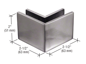 CRL Brushed Stainless Steel 2-1/2 in x 2 in 90 Degree Outside Square Mall Front Clamp  | MFC23