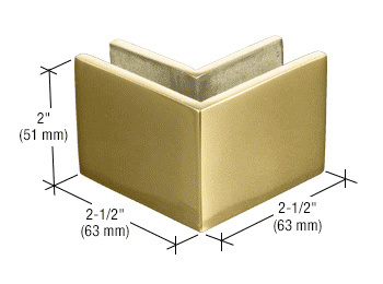 CRL Polished Brass 2-1/2 in x 2 in 90 Degree Outside Square Mall Front Clamp  | MFC24