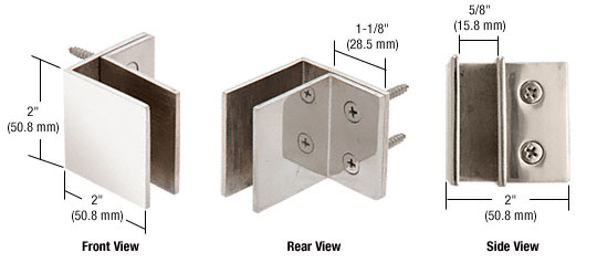 CRL Polished Stainless Wall Mount Square Mall Front Clamp | MFCW10