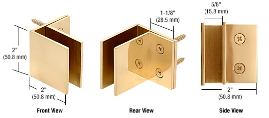 CRL Brass Wall Mount Square Mall Front Clamp | MFCW12