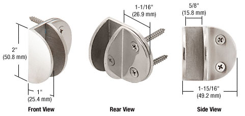 CRL Polished Stainless Wall Mount Round Mall Front Clamp | MFCW14