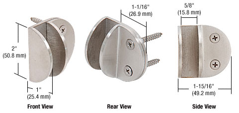 CRL Brushed Stainless Wall Mount Round Mall Front Clamp | MFCW15