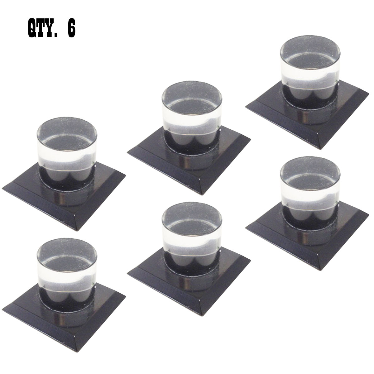 Black Acrylic Stick-On Mirror Knob | Pack of 6 | MKBKM6