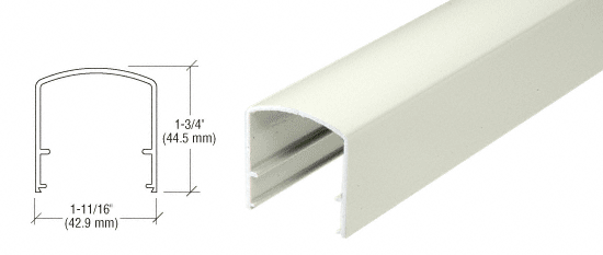 C.R. Laurence CRL Oyster White 200, 300, 350 and 400 series Horizontal Mid-Rail - 20&#39;-1&quot; Long | MR10W