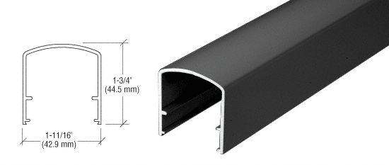 C.R. Laurence CRL Matte Black 200, 300, 350 and 400 series Horizontal Mid-Rail - 20&#39;-1&quot; Long | MR1BL