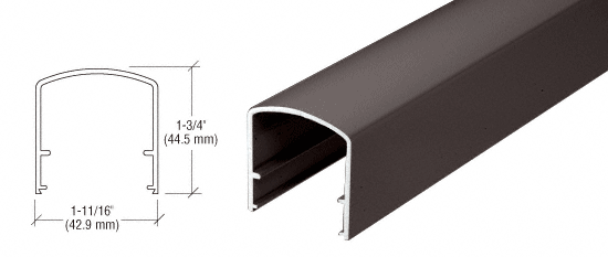 C.R. Laurence CRL Matte Bronze 200, 300, 350 and 400 series Horizontal Mid-Rail - 20&#39;-1&quot; Long | MR1BRZ
