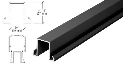 C.R. Laurence CRL Matte Black Horizontal Snap-In Infill for Glass - 20&#39;-1&quot; Long | MR1FBL