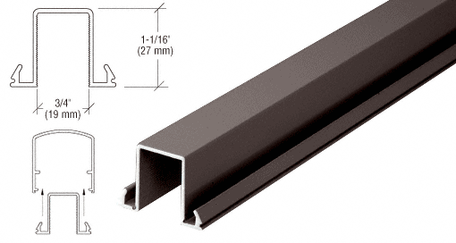 C.R. Laurence CRL Matte Bronze Horizontal Snap-In Infill for Glass - 20&#39;-1&quot; Long | MR1FBRZ